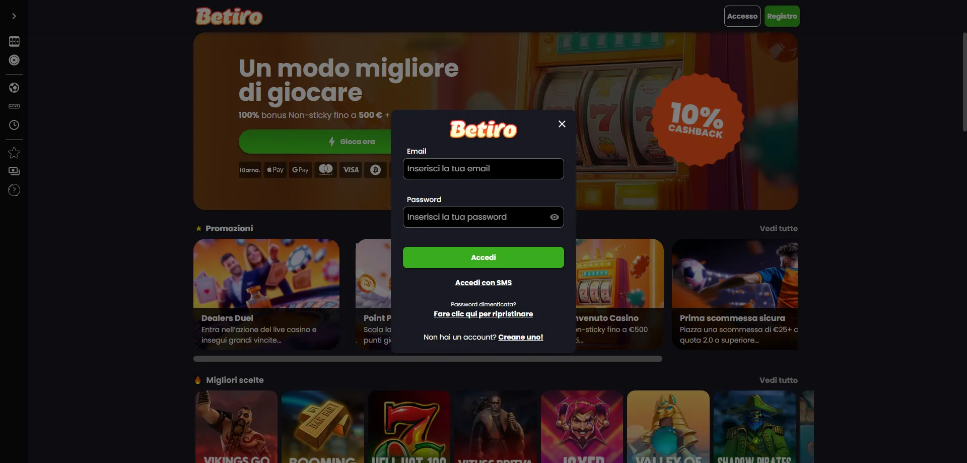 Betiro Casino login — accedi al tuo account in sicurezza