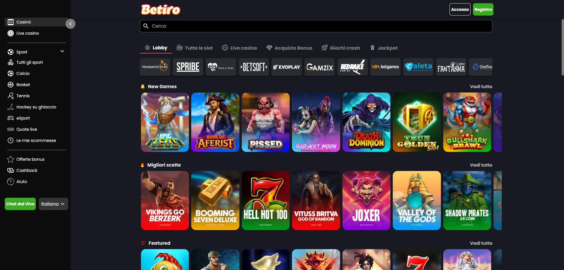 Slot machine Betiro Casino disponibili su mobile nel 2026
